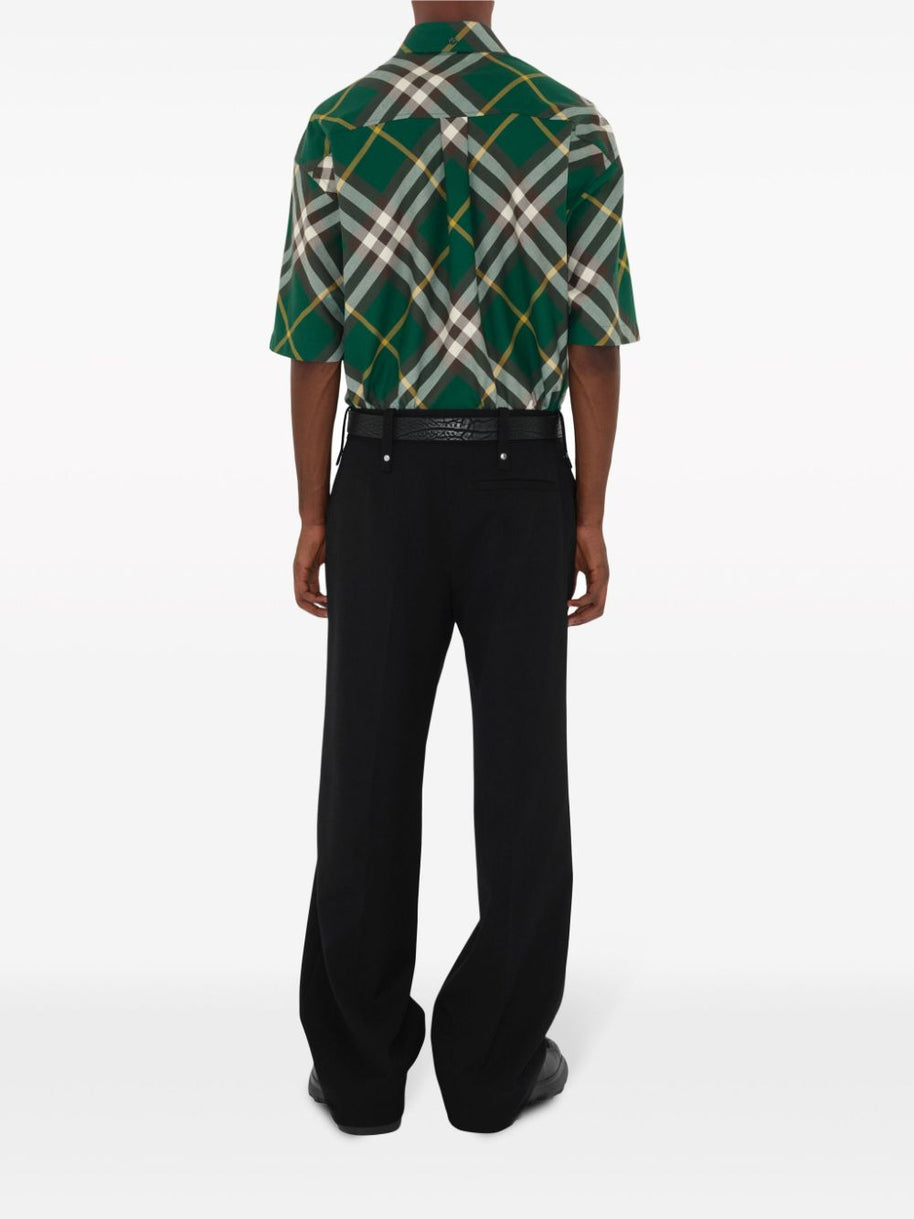 Burberry Check Cotton Shirt In Green