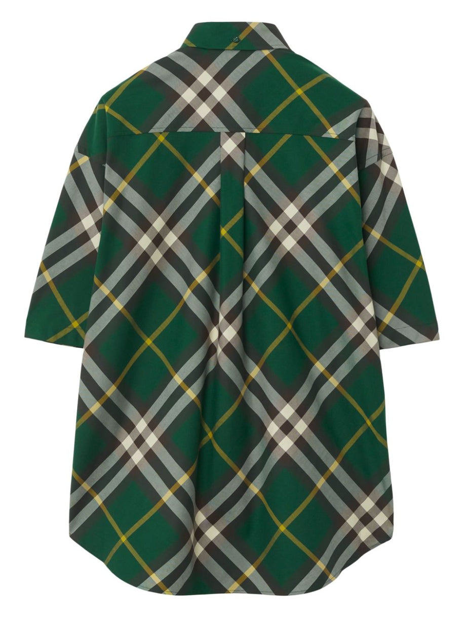 Burberry Check Cotton Shirt In Green