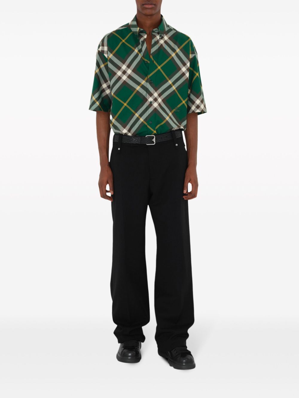 Burberry Check Cotton Shirt In Green