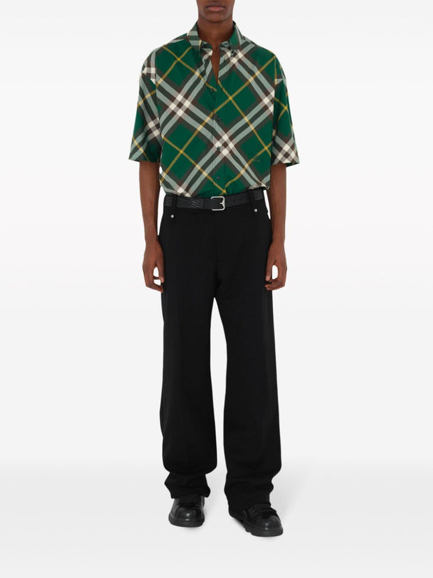 Burberry Check Cotton Shirt In Green