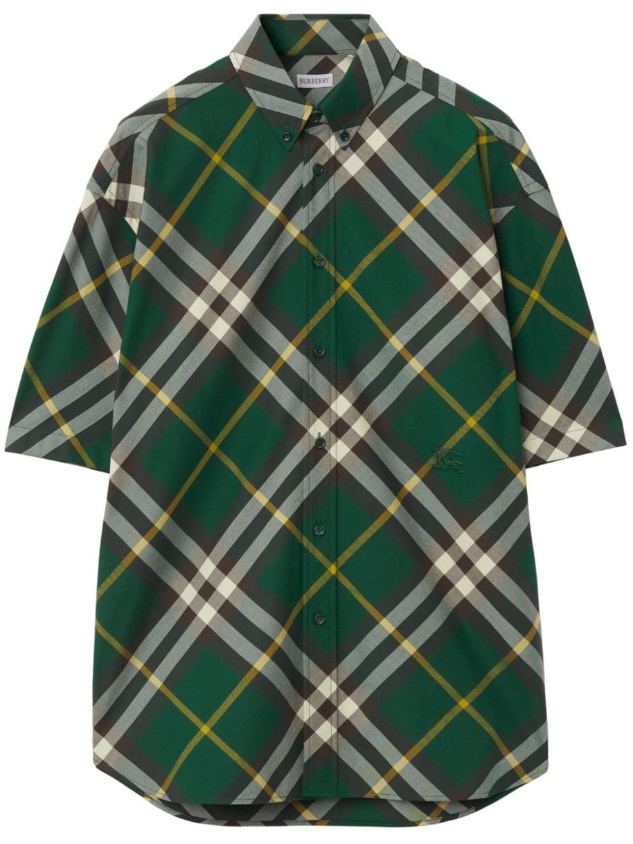Burberry Check Cotton Shirt In Green