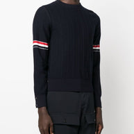 Thom Browne RWB Stripe Wool Sweater In Blue