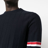 Thom Browne RWB Stripe Wool Sweater In Blue