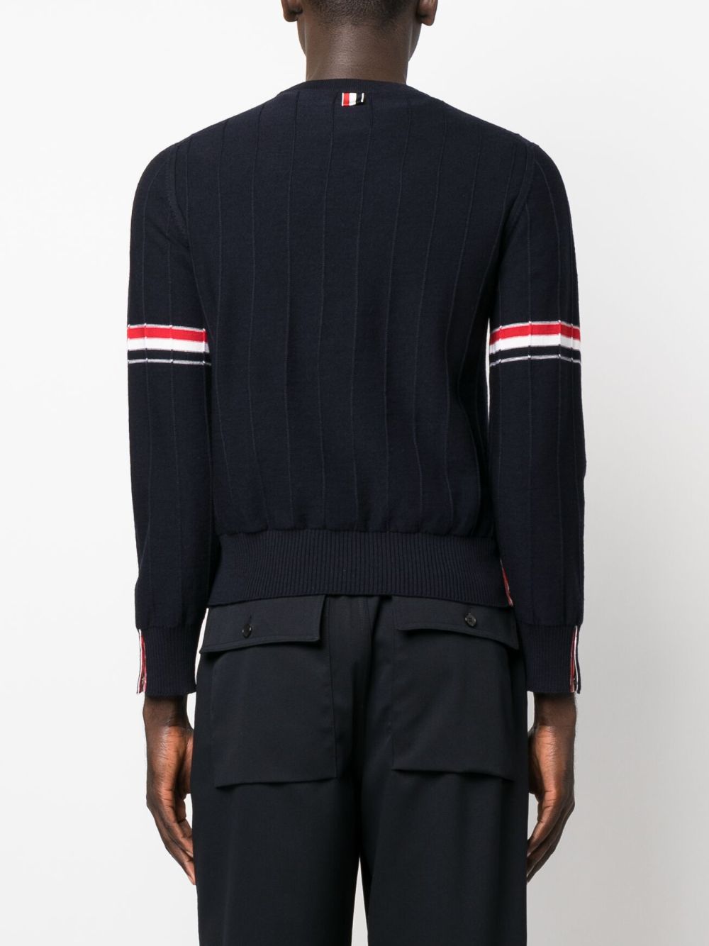 Thom Browne RWB Stripe Wool Sweater In Blue