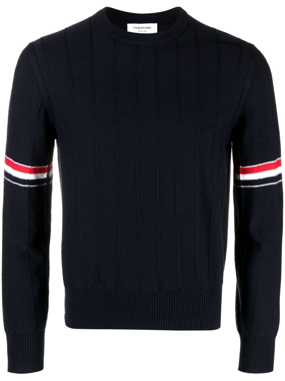 Thom Browne RWB Stripe Wool Sweater In Blue