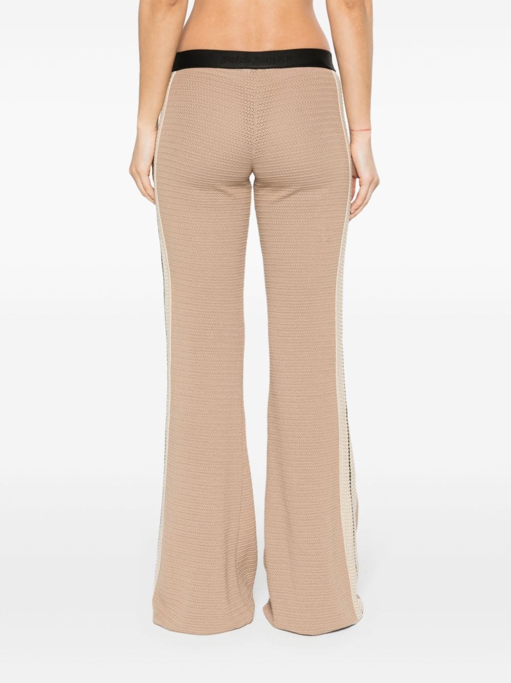 Palm Angels Cotton Blend Knit Flared Pants Beige