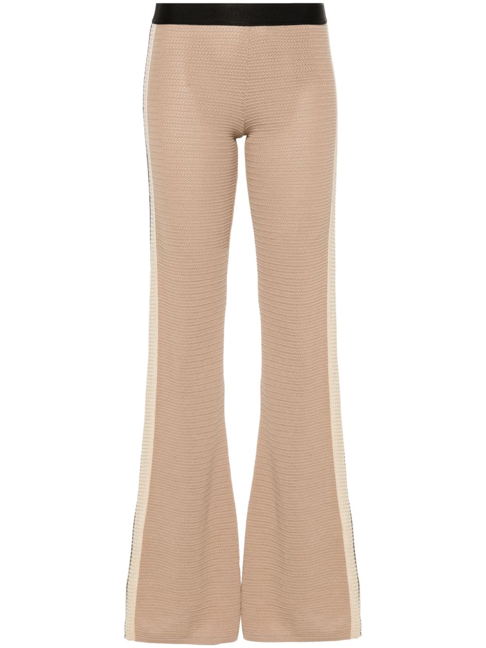 Palm Angels Cotton Blend Knit Flared Pants Beige