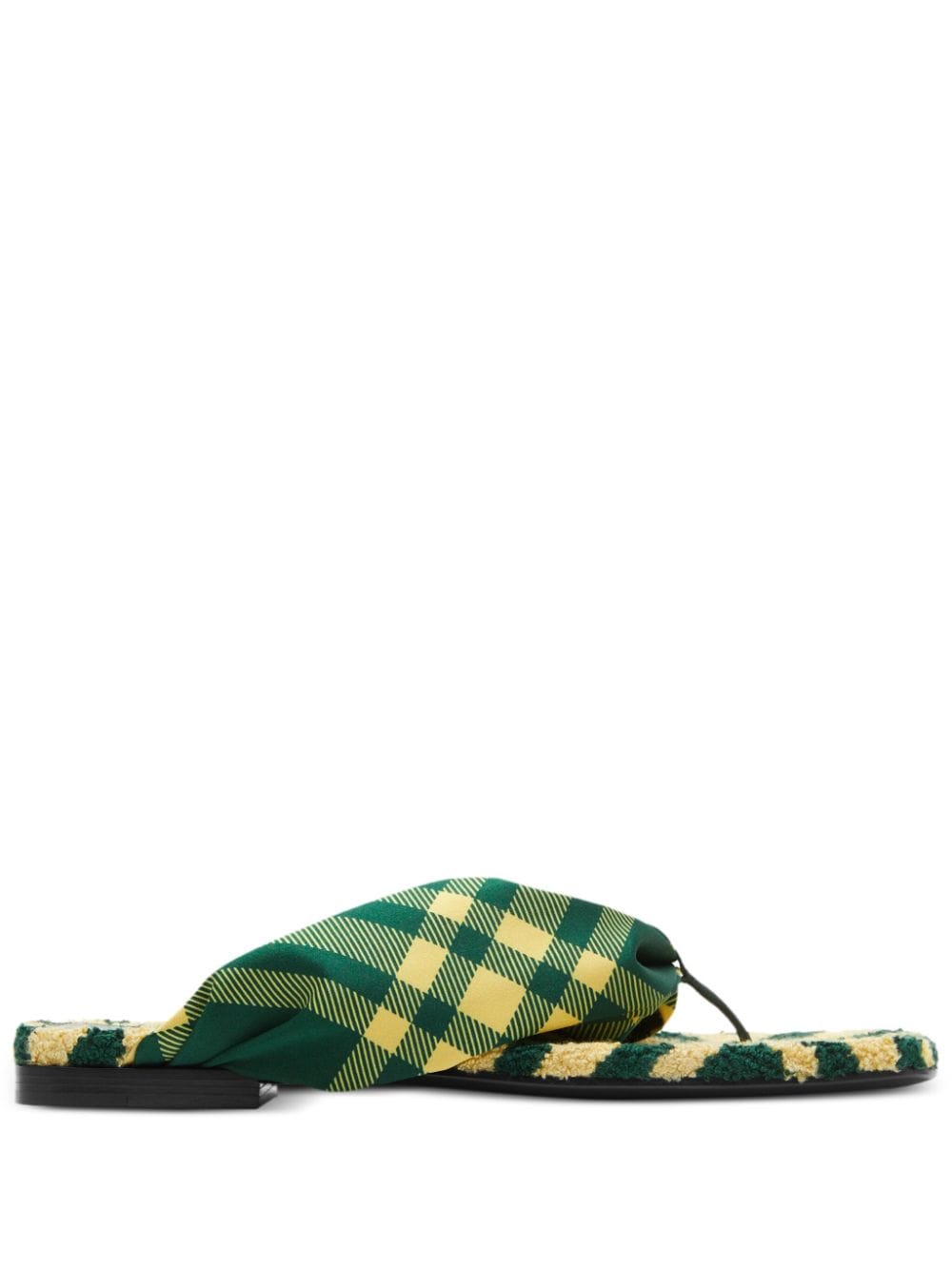 Burberry Check Open Toe Flat Sandals Green