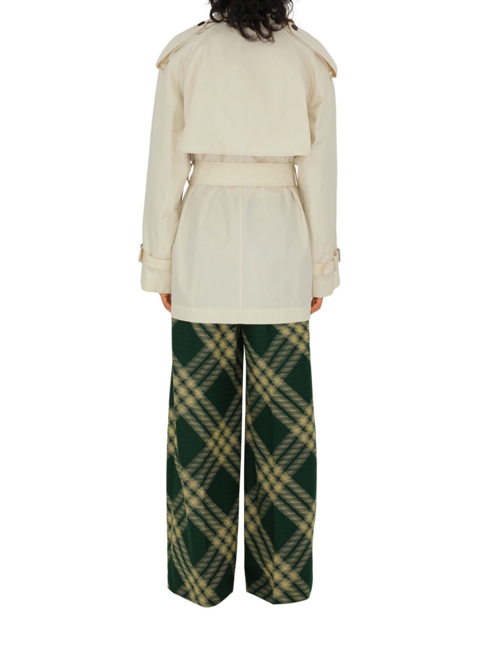 Burberry Double Breasted Belted Trench Coat In White