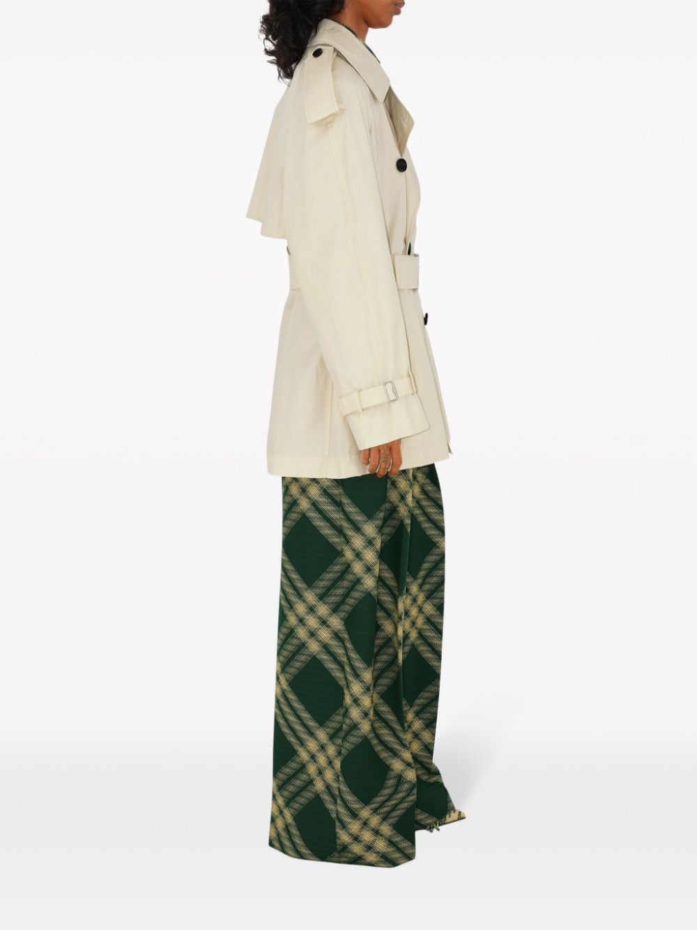 Burberry Double Breasted Belted Trench Coat In White
