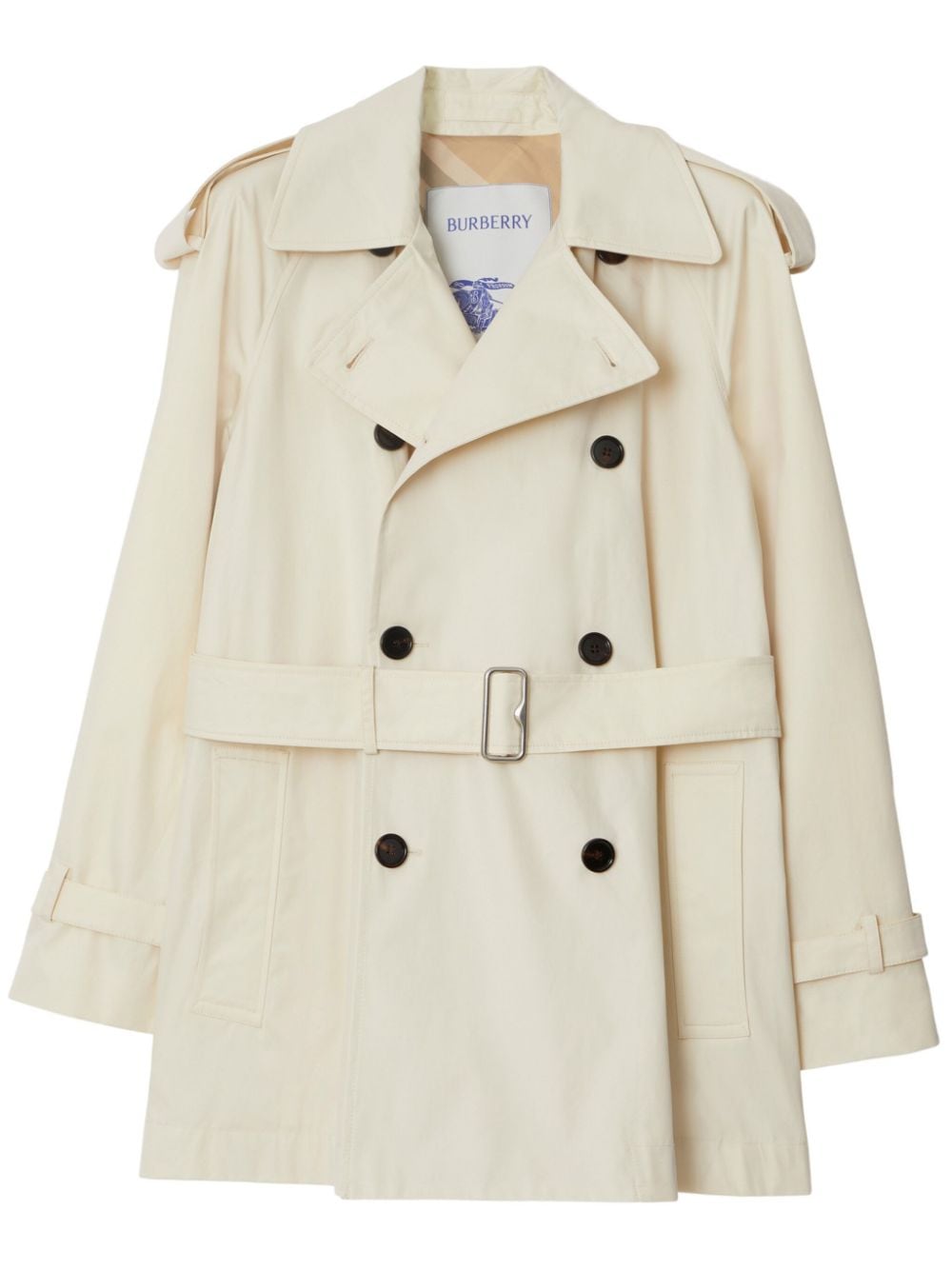 Burberry Double Breasted Belted Trench Coat In White