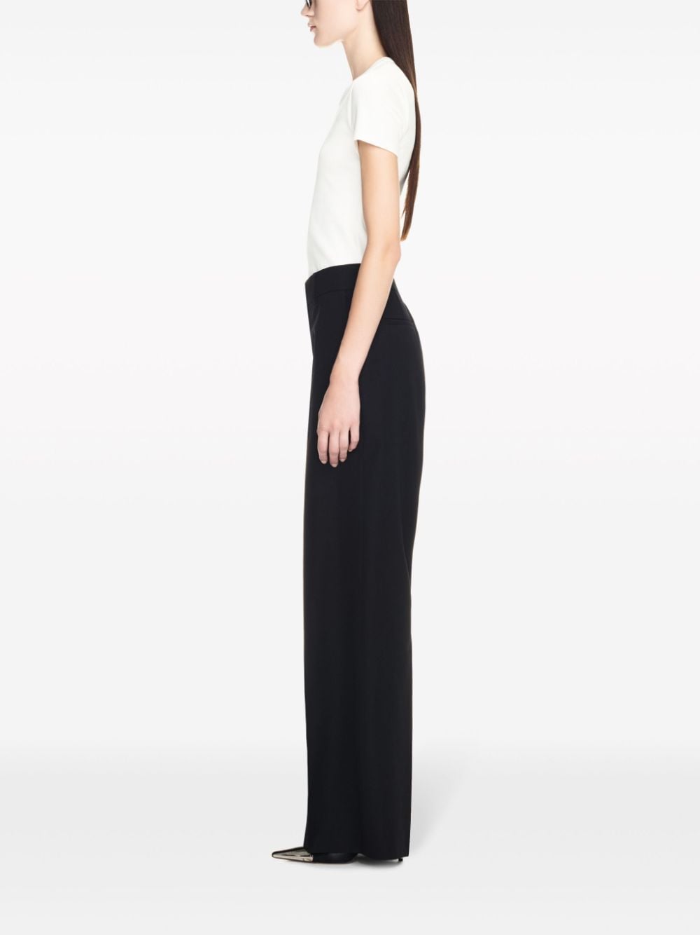 Off White Straight Leg Trousers - Black