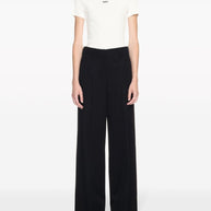 Off White Straight Leg Trousers - Black