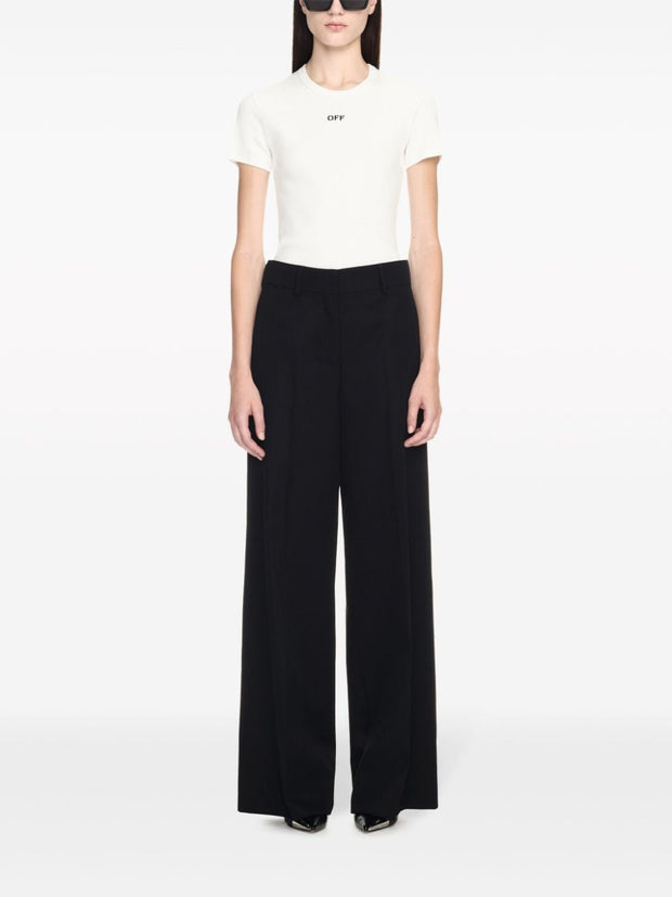 Off White Straight Leg Trousers - Black