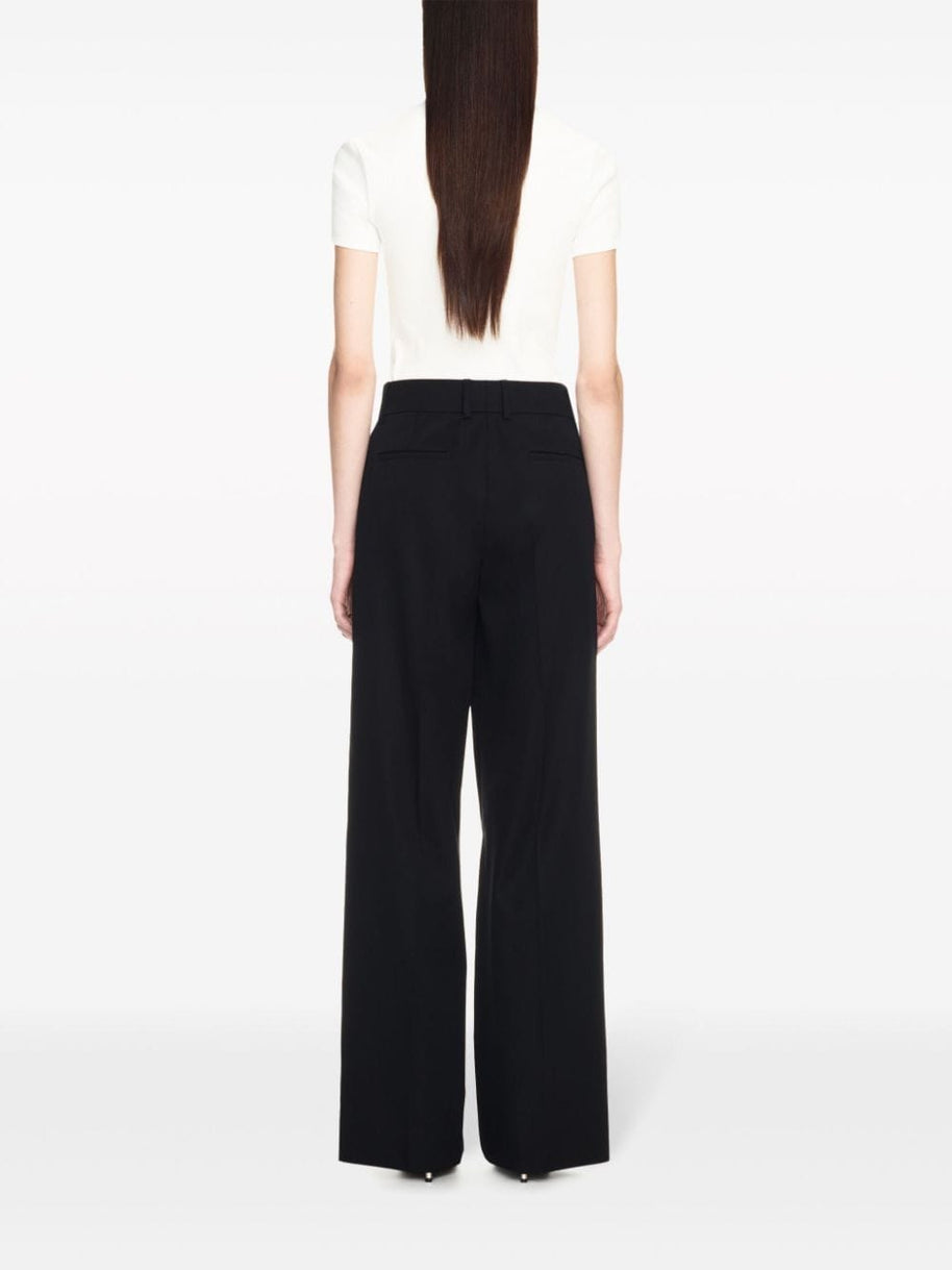 Off White Straight Leg Trousers - Black