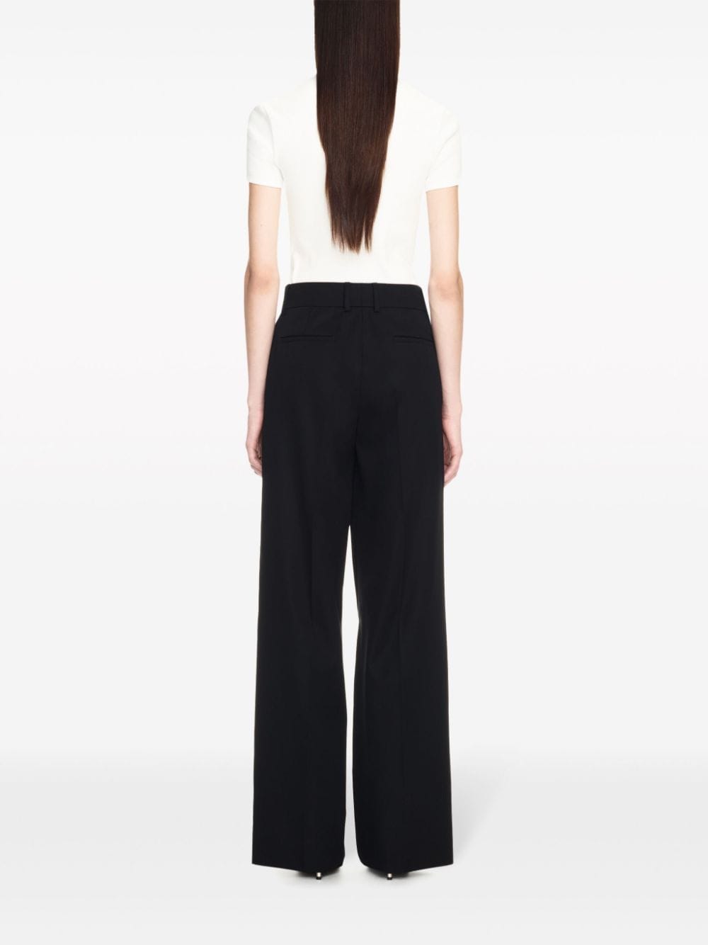 Off White Straight Leg Trousers - Black