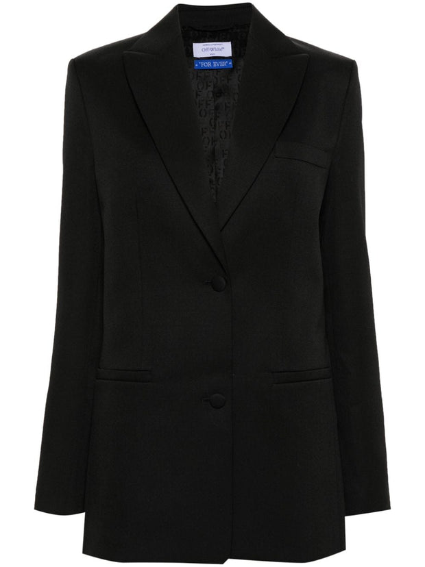 Off White Wool Jacket - Black