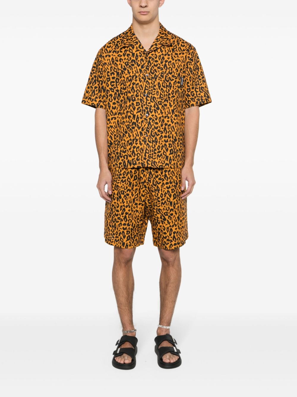 Palm Angels Leopard Print Shorts Orange