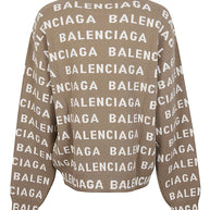 Balenciaga Logo Sweater In Beige