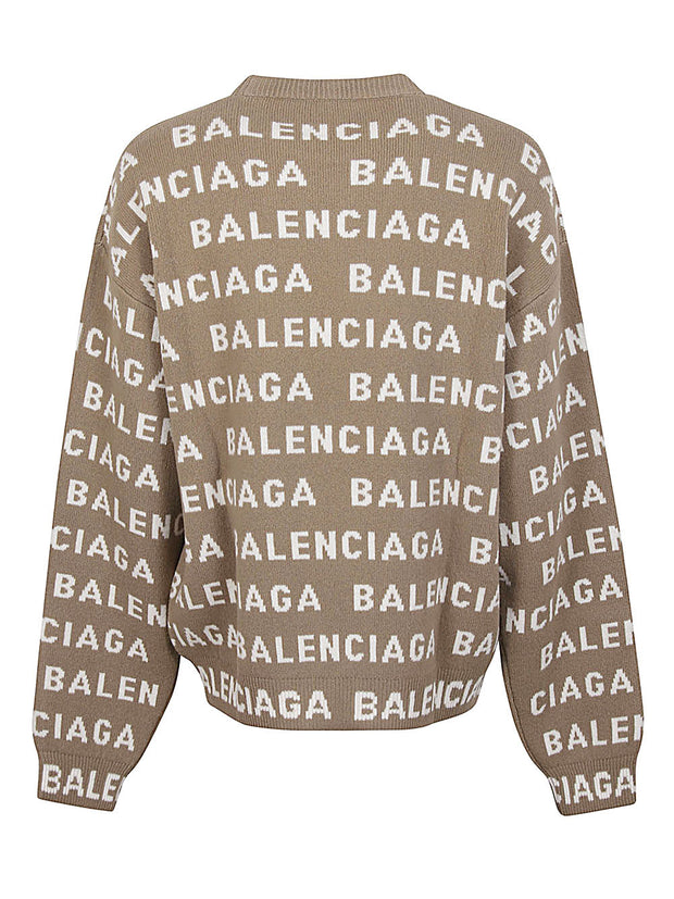 Balenciaga Logo Sweater In Beige