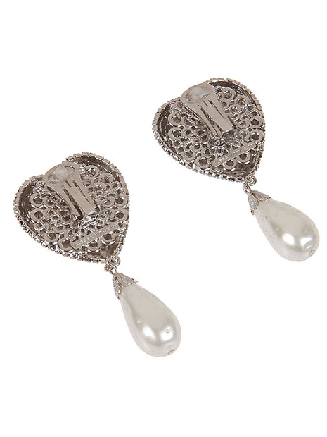 Alessandra Rich Clip-on Heart Earrings
