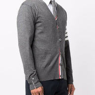 Thom Browne 4-bar Merino Cardigan In Grey