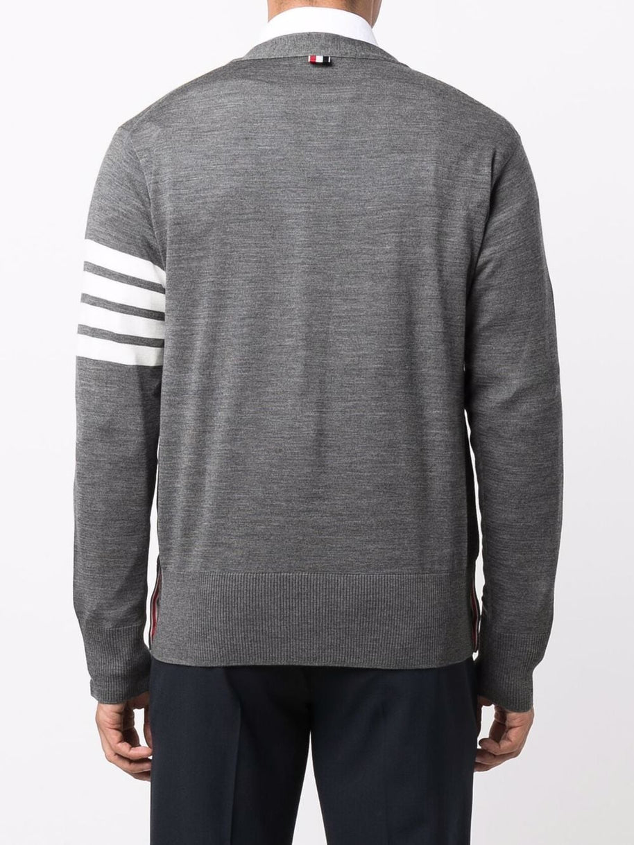 Thom Browne 4-bar Merino Cardigan In Grey