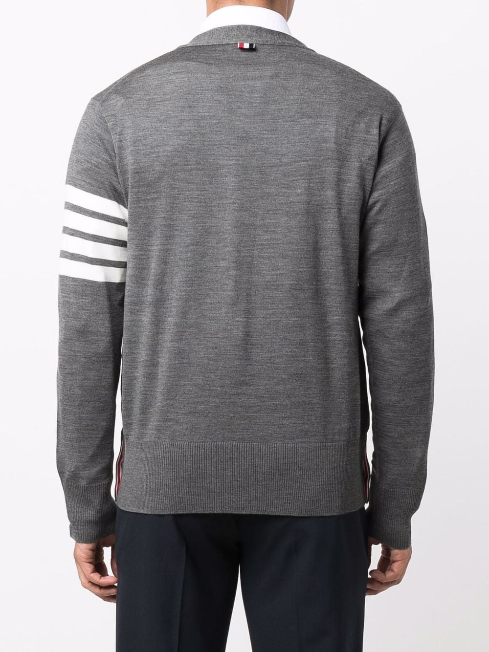 Thom Browne 4-bar Merino Cardigan In Grey