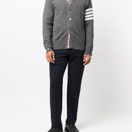 Thom Browne 4-bar Merino Cardigan In Grey
