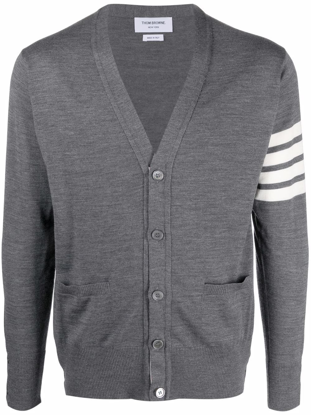 Thom Browne 4-bar Merino Cardigan In Grey