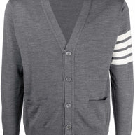 Thom Browne 4-bar Merino Cardigan In Grey