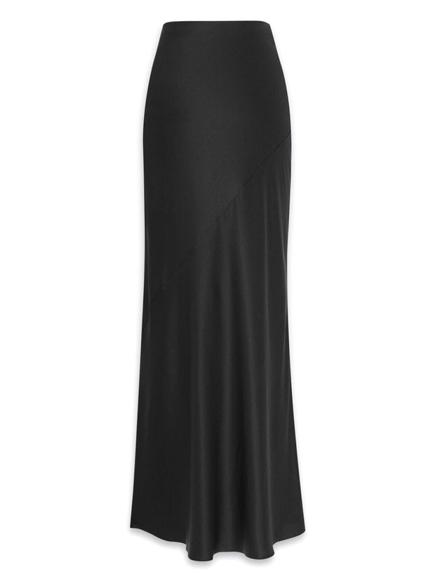 Saint Laurent Satin Long Skirt - Black