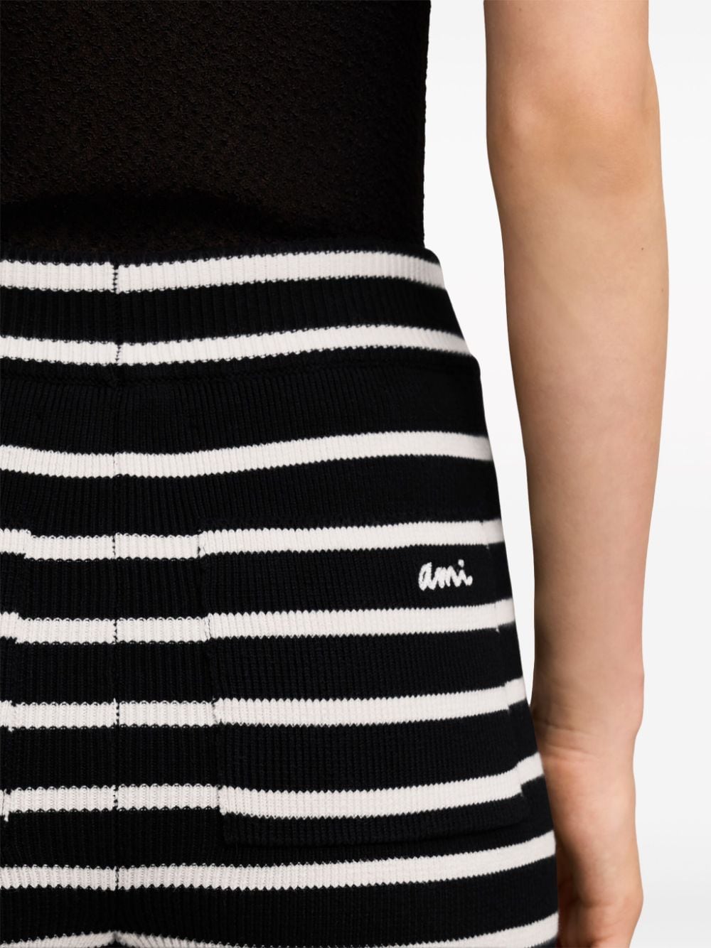 Ami Paris Striped Shorts In Black