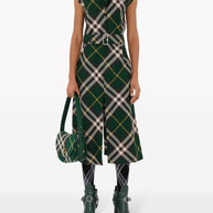 Burberry Check Midi Dress In Green