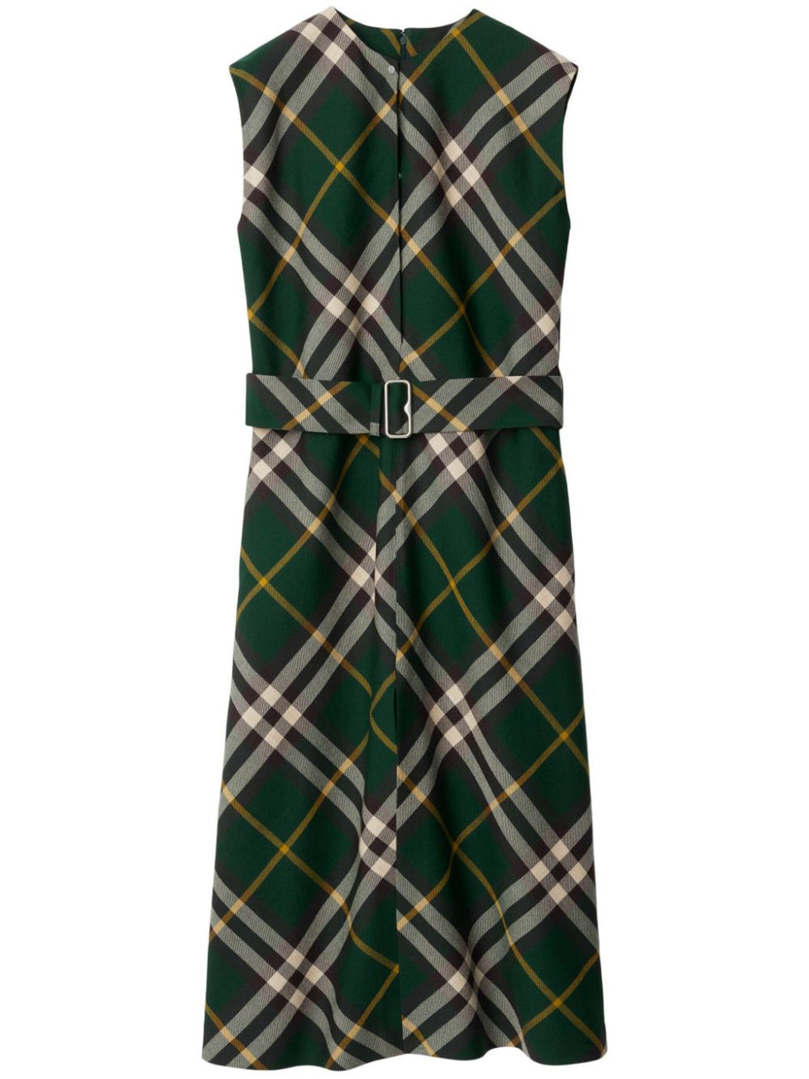 Burberry Check Midi Dress In Green