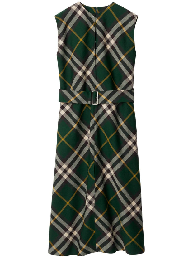 Burberry Check Midi Dress In Green