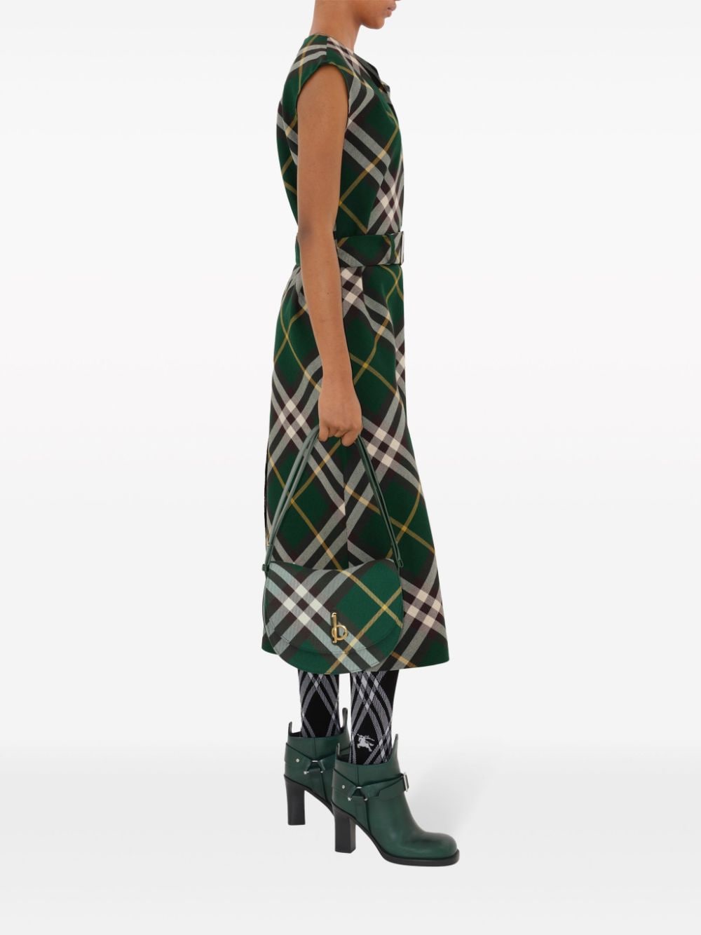 Burberry Check Midi Dress In Green
