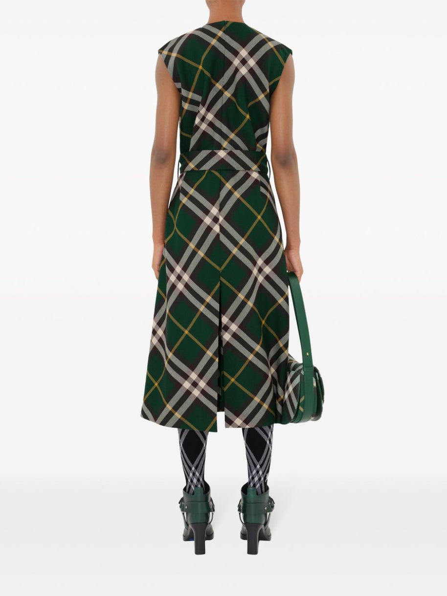 Burberry Check Midi Dress In Green