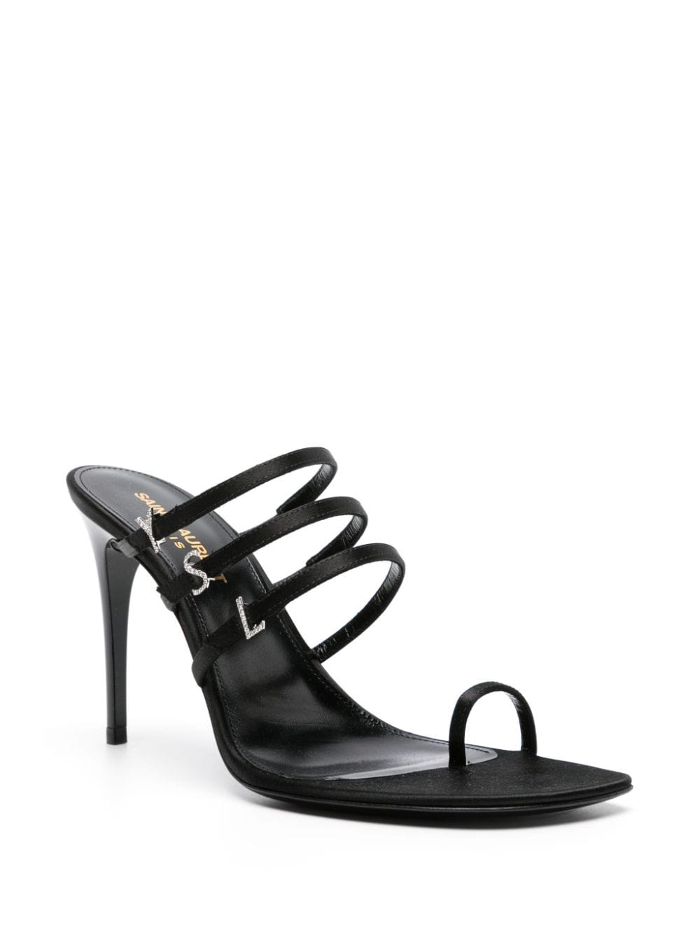 Saint Laurent Satin YSL Crystal Sandals