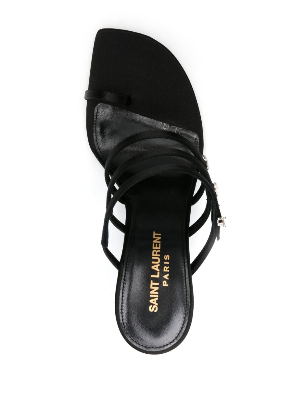 Saint Laurent Satin YSL Crystal Sandals