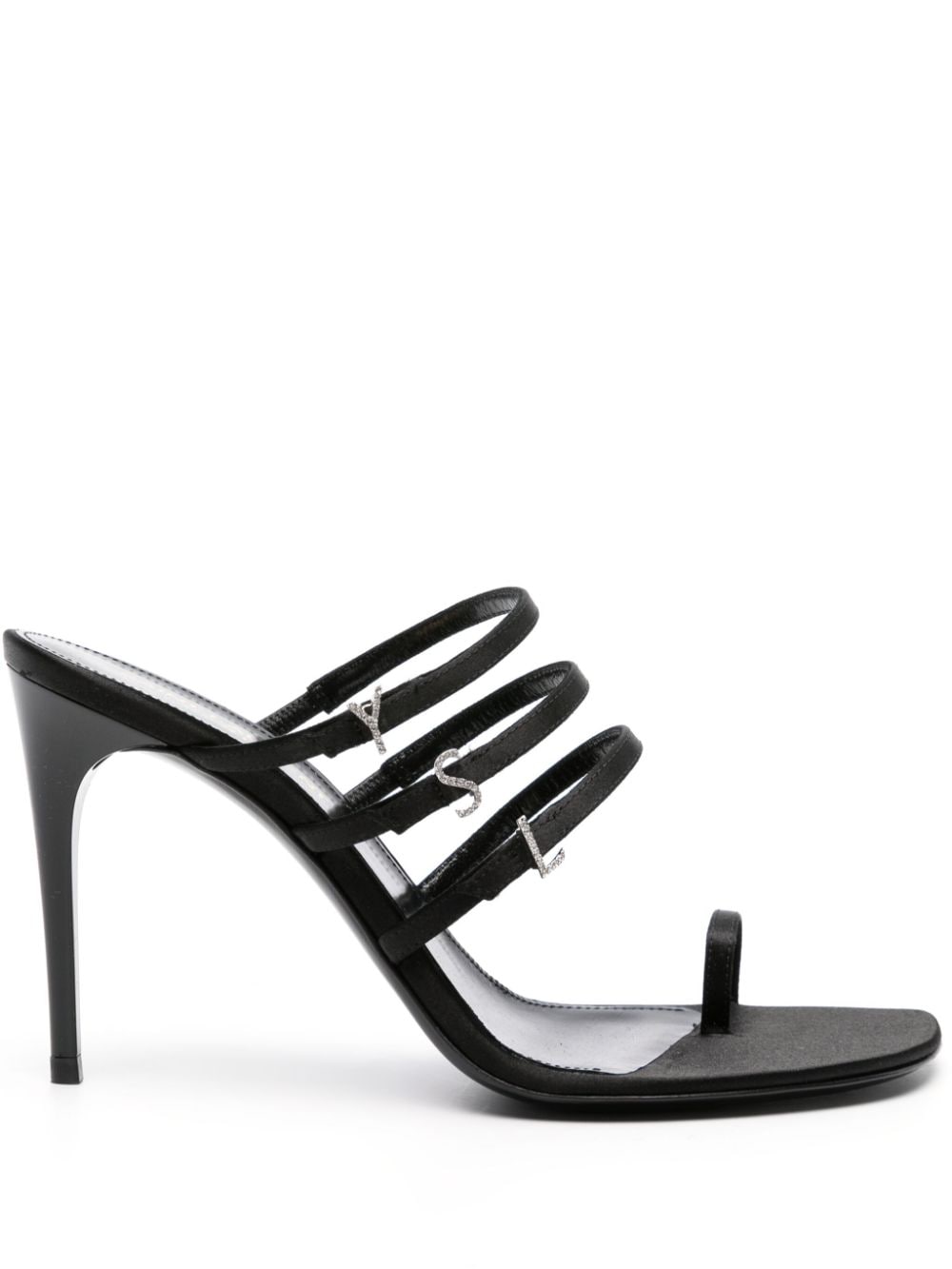 Saint Laurent Satin YSL Crystal Sandals