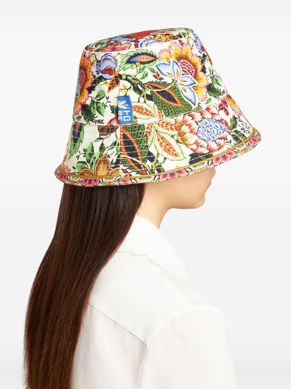 Etro Floral Cotton Bucket Hat White