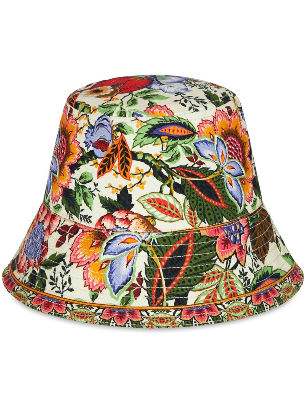 Etro Floral Cotton Bucket Hat White