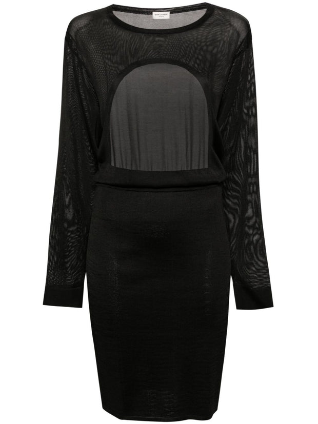 Saint Laurent Open Back Midi Dress In Black