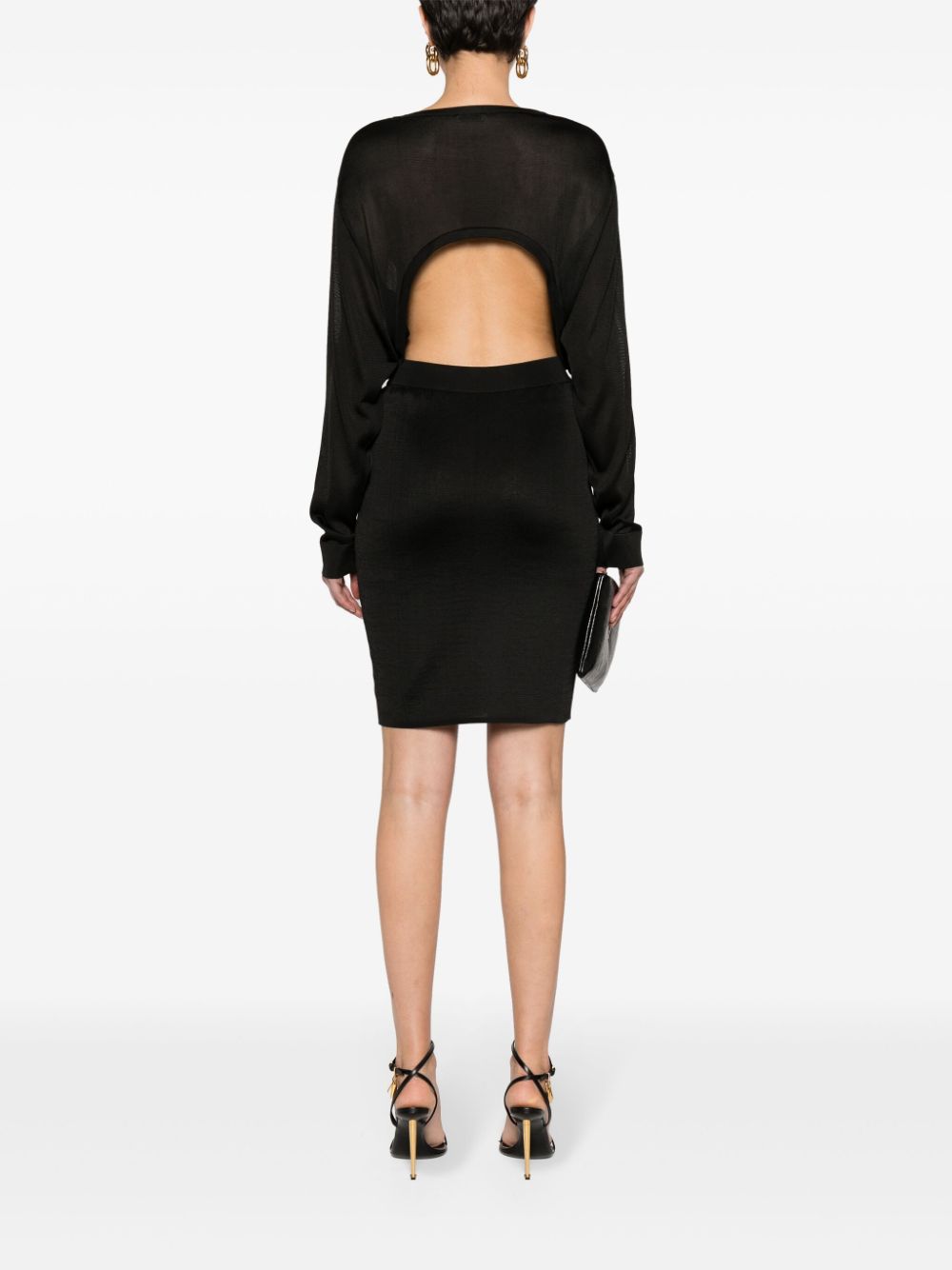 Saint Laurent Open Back Midi Dress Black