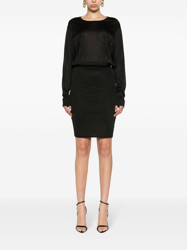 Saint Laurent Open Back Midi Dress In Black