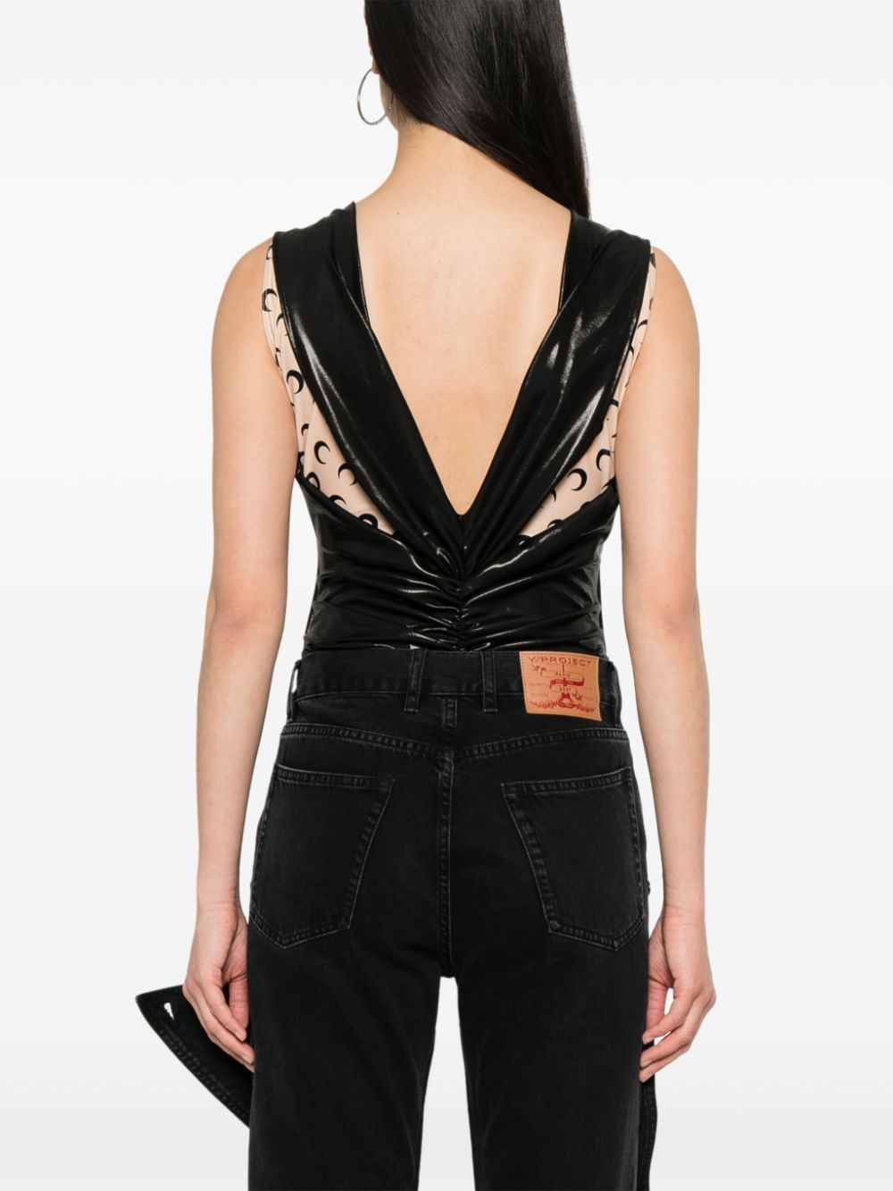 MARINE SERRE Crescent Moon Draped Bodysuit