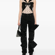 MARINE SERRE Crescent Moon Draped Bodysuit