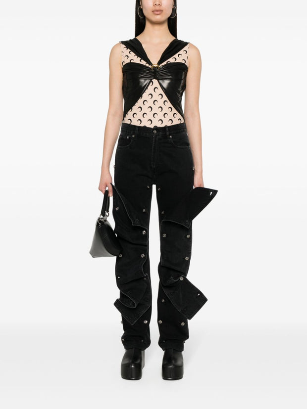 MARINE SERRE Crescent Moon Draped Bodysuit