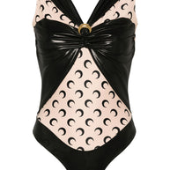 MARINE SERRE Crescent Moon Draped Bodysuit